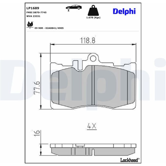 Remblokset DELPHI LP1689, voor