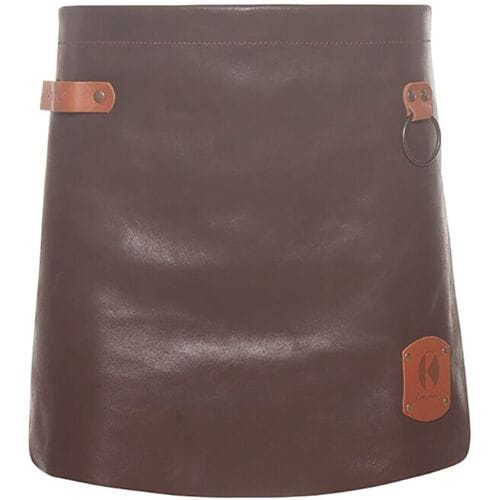 (6 Stuks) KARLOWSKY Schort met Leren Voorbinder - Mokka Bruin