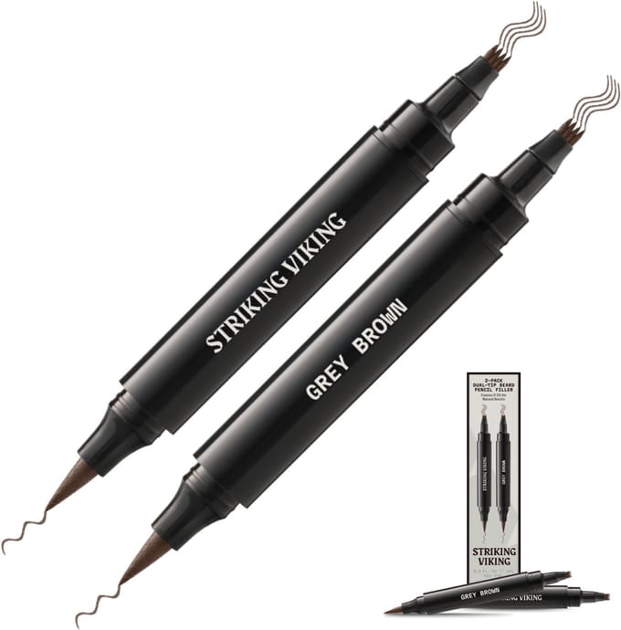 Striking Viking Beard Filler Pen voor Mannen - Donkerbruin - 2-pack