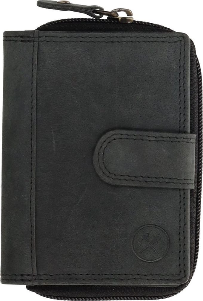 Hide & Stitches - Portemonnee Heren Dames - Hunter Leer Zwart