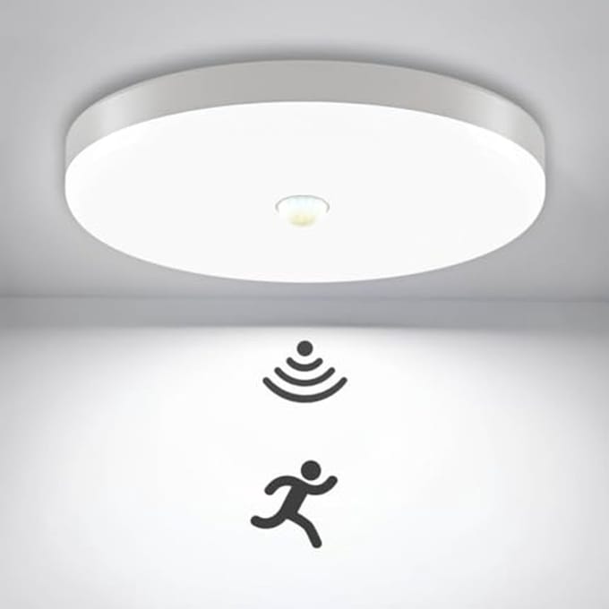 Ronde LED Plafondlamp met Bewegingssensor - 18W 6000K Koel Wit Licht voor Binnen
