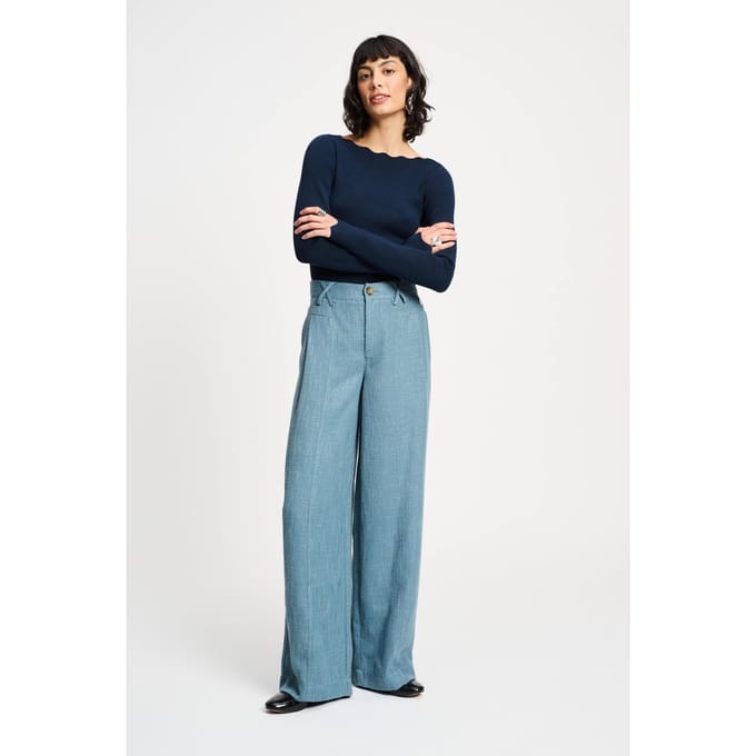 POM Amsterdam Pants - Bouclé Dawn Blue Taglia: 38 | Pantaloni da completo Outlet | Donna | Blu