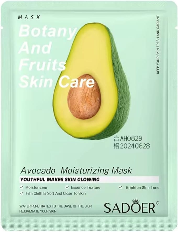 Sadoer - Gezichtsmasker - 25 g - 20 Stuks - Avocado - Set - Tissue Masker