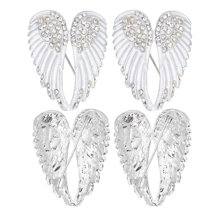 4 Stuks Broche Speld Diamant Engelenvleugel Patroon Schattige Mode Revers Speld Jas Badges Accessoire Wit wit