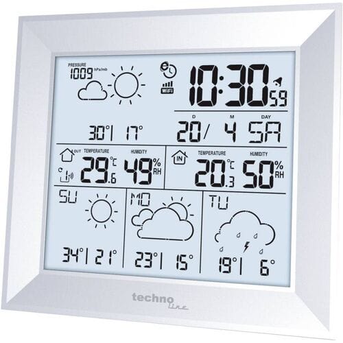 Technoline Weerstation WD 2000 Met thermometer en hygrometer Met 1 buitensensor tot 30 m Zilver