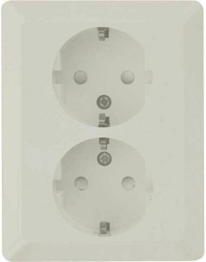 OLYMPIC dubbel stopcontact met randaarde opbouw | WIT