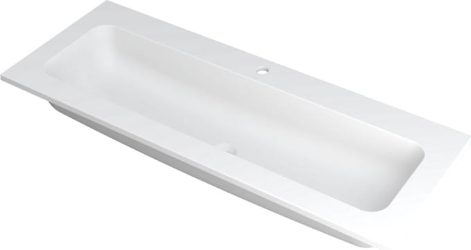 INK® Faktor wastafel polystone centraal met 1 kraangat, 120x45x1,5cm, mat wit