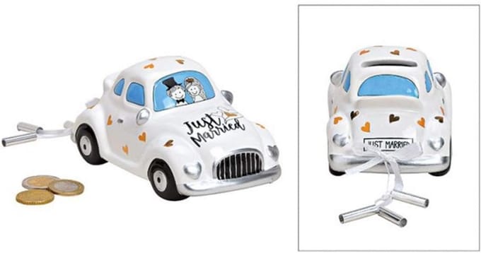 Geldbus Auto Just Married Keramiek 16 x 7 x 8 cm