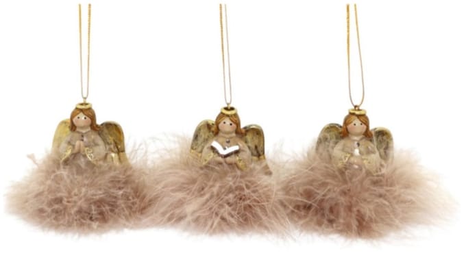 Ornament - Angel - Ester - Beige met Goud - 3 Stuks