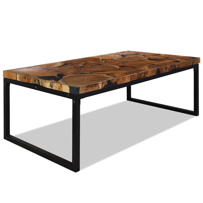 vidaXL - Salontafel - 110x60x40 - cm - teakhout - en - hars