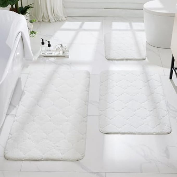 Machinewasbare Antislip Badmat Set - 3-delig, Absorberende en Sneldrogende Badkamermatten
