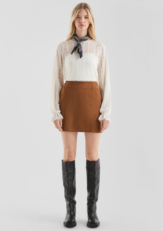 Mini rok van imitatie-suède slim fit dames QS