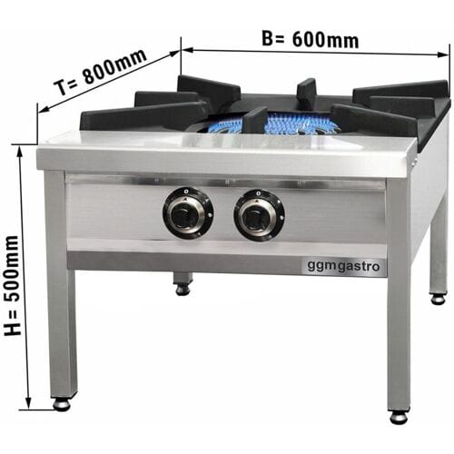 GGM Gastro Gas Hockerkocher - 27 kW - 2 Brenner Zilver