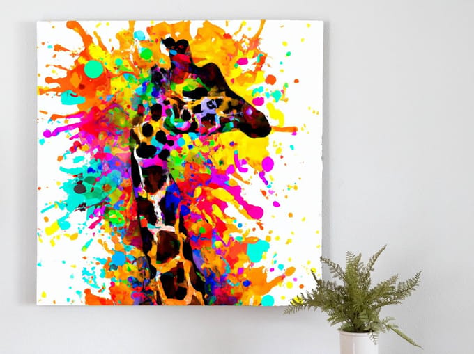 Splashraffe | Splashraffe | Kunst - 75x75 centimeter op Forex | Foto op Forex