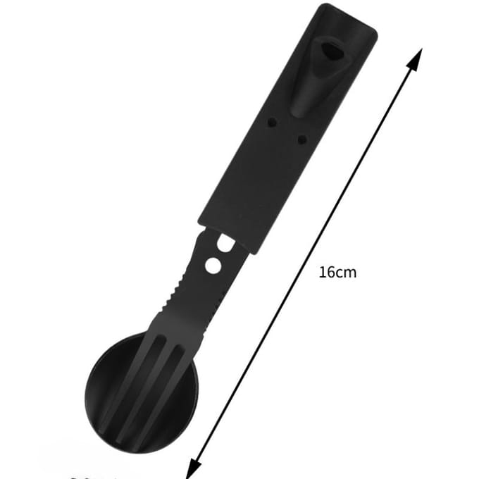 Ensemble de vaisselle de camping multifonctionnelle en acier inoxydable, 2 pièces, cuillère et fourchette noir