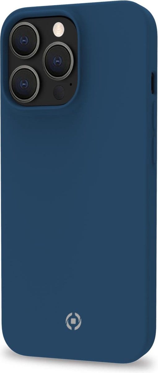 Celly Cromo Siliconen hoesje - Geschikt voor Apple iPhone 14 Pro Max - TPU Back Cover - Microfiber - Blauw