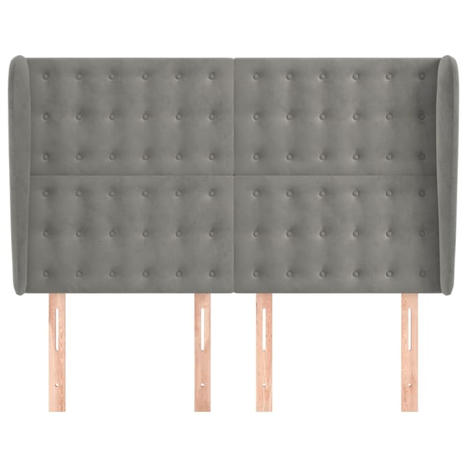 vidaXL - Hoofdbord - met - randen - 147x23x118/128 - cm - fluweel - lichtgrijs
