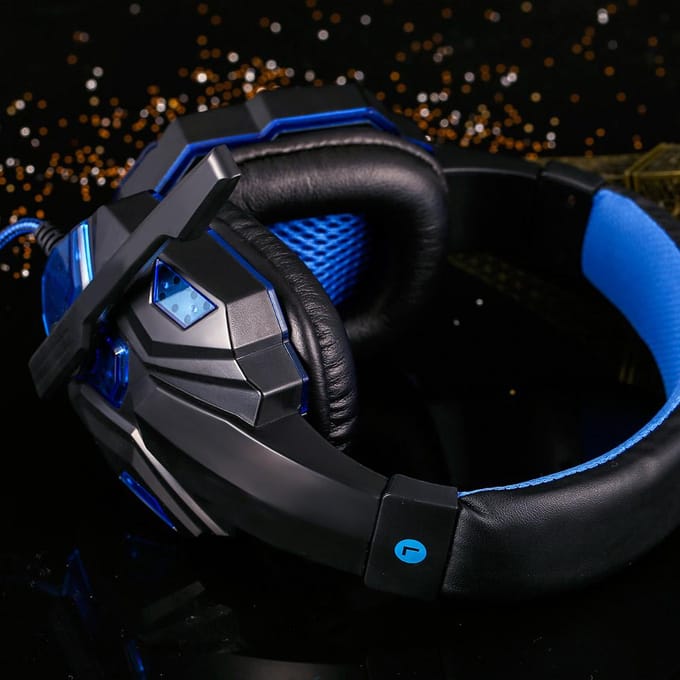 Gaming Headset Koptelefoon voor PC met Microfoon met USB 3.5mm Interface LED Volumeregeling blauw