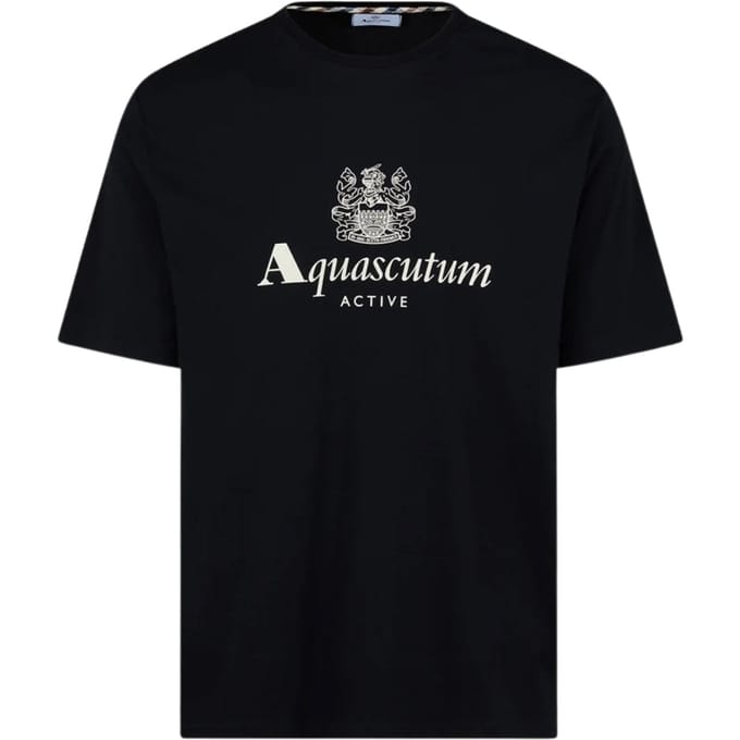 Aquascutum Active T-shirt Met Groot Logo, Zwart