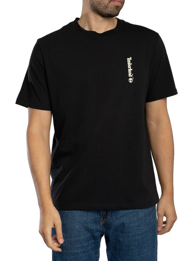 Timberland T-Shirt Met Ovaal Logo Op De Achterkant, Zwart