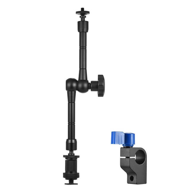 Bras de friction articulé avec support de serrage à tige de 15 mm pour flash d'appareil photo black
