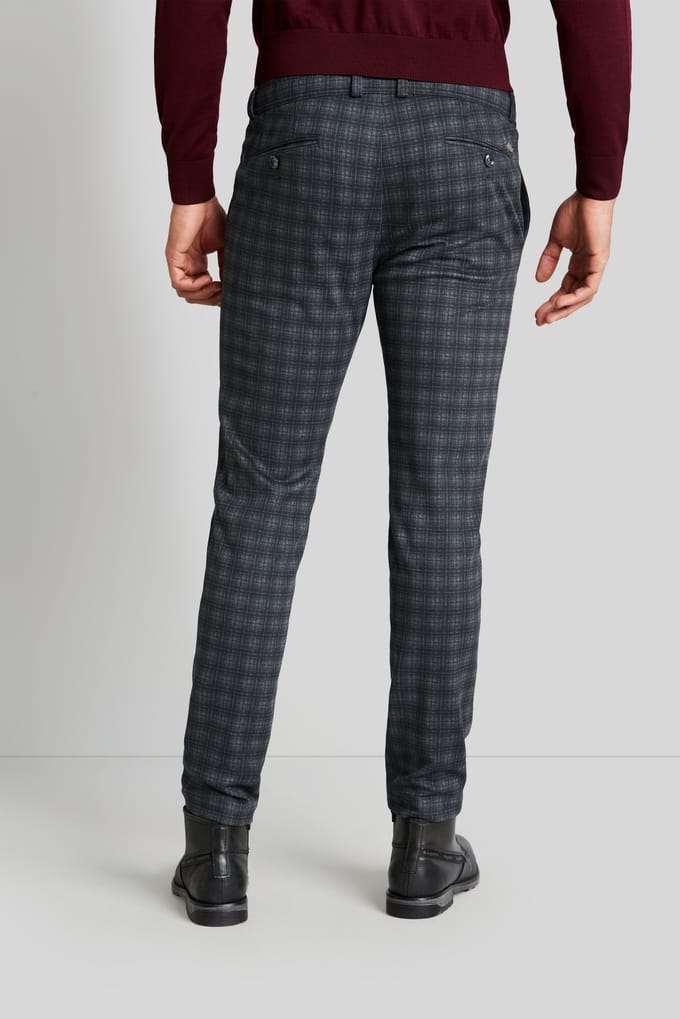 Bugatti Herren Chino-broek met veelkleurige ruitjesprint