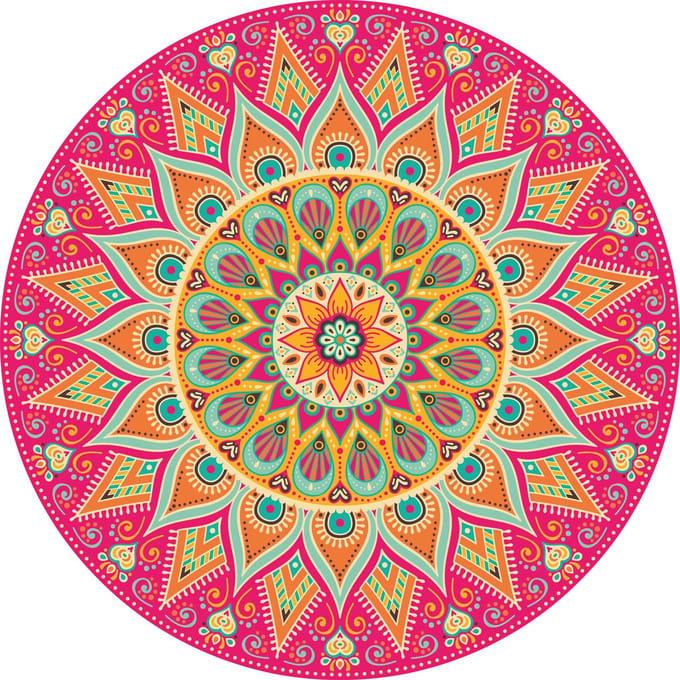 Vinyl | Vloerkleed vinyl rond | Mandala koraal | 170 cm Rond