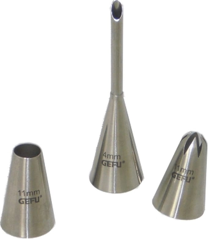 Spuitmondjes, Set van 3, RVS, voor Spuitzak Set - Gefu } DECORE
