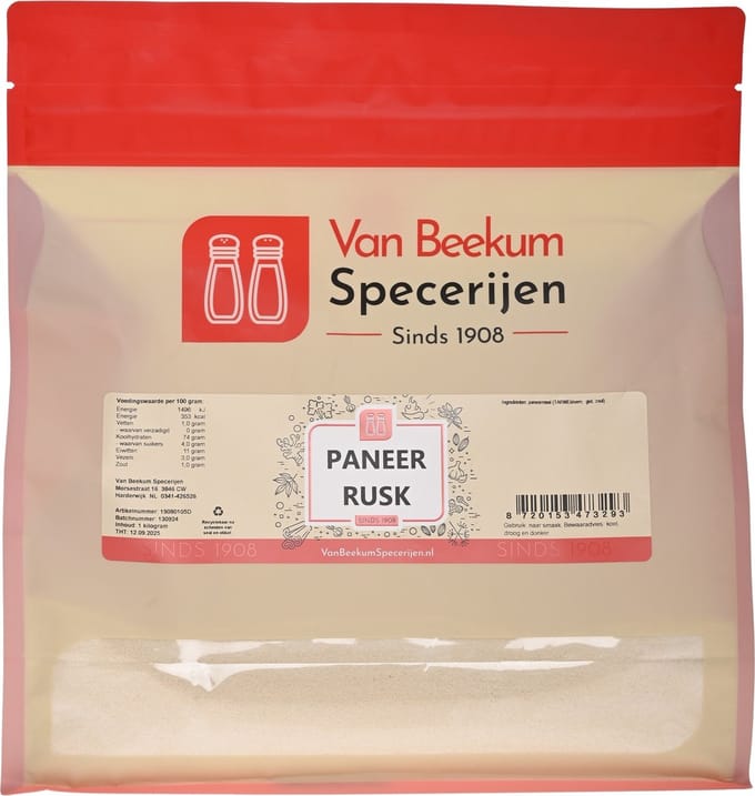 Van Beekum Specerijen - Paneer Rusk - 1 KG (hersluitbare stazak)