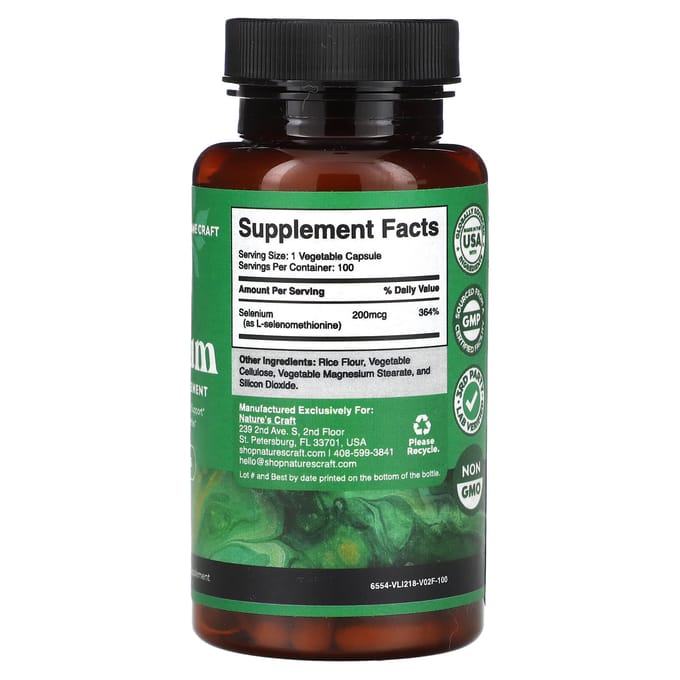 Nature's Craft, Sélénium, 100 Capsules Végétales
