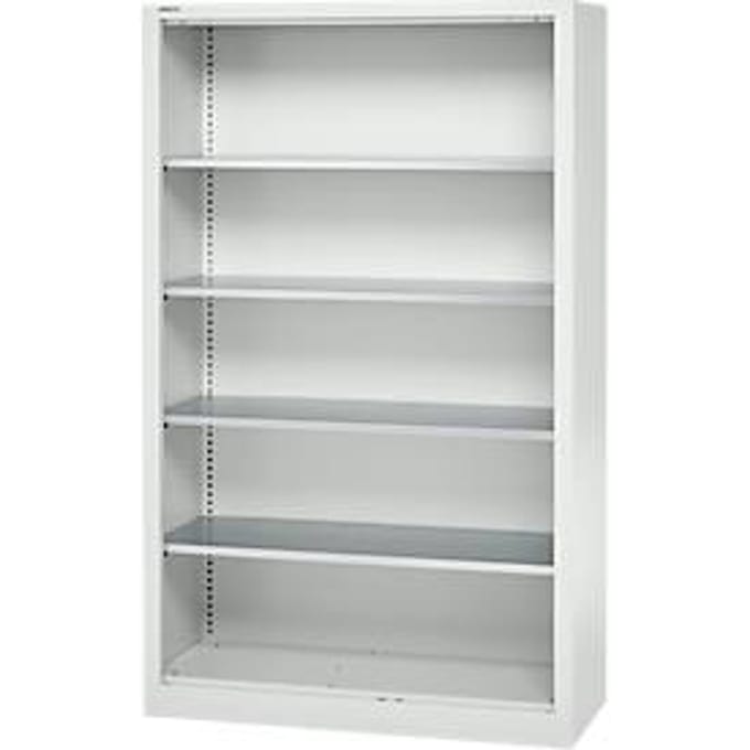 Materiaalkast zonder deur MS - staal - B 1200 x D 500 x H 1935 mm - met 4 tussenlegborden – lichtgrijs - ons merk Schäfer Shop Select