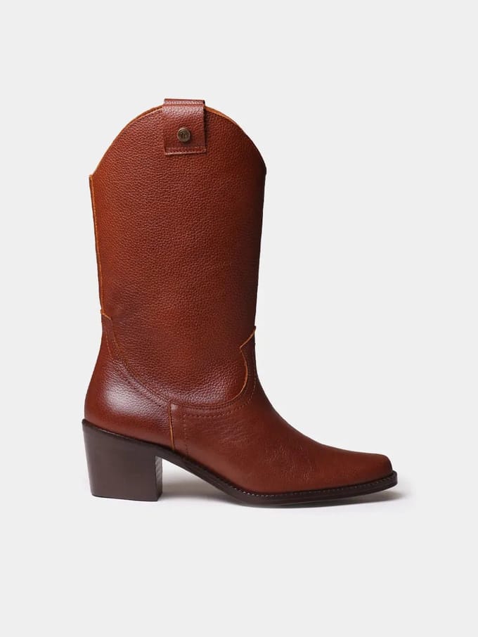 Dames leren cowboylaarzen met hak | UBEDA