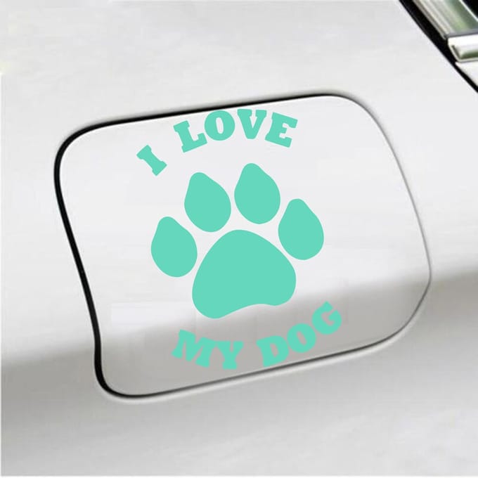 Bumpersticker - I Love My Dog - 13,9 X 9,3 - Mint