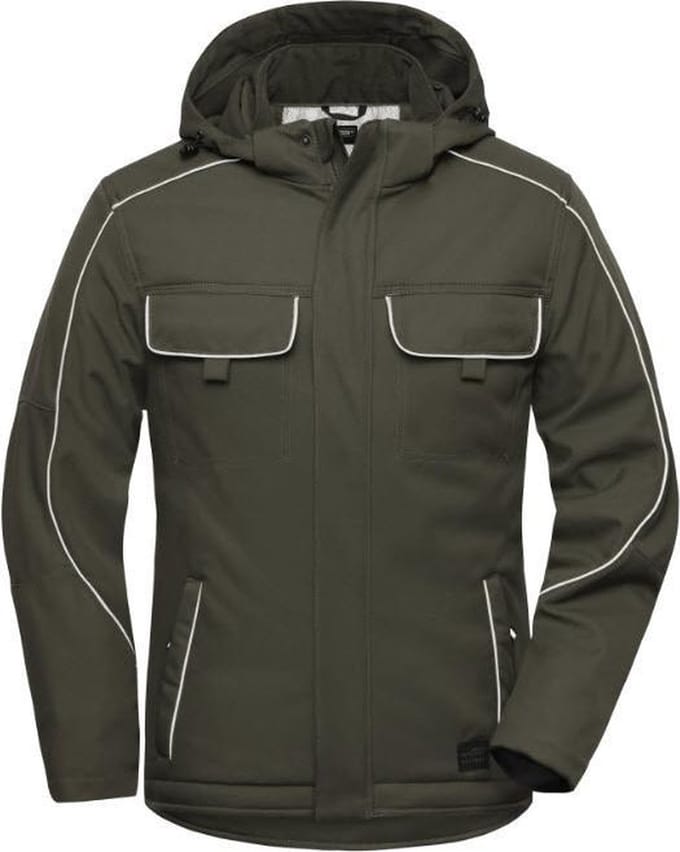 James & Nicholson Solid softshell winterjack JN886 - Olijf - L