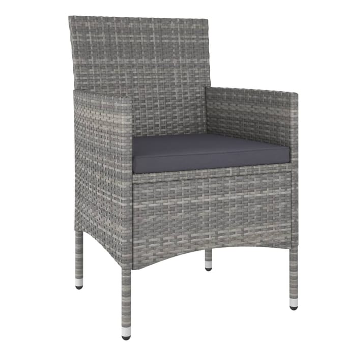 vidaXL - 5-delige - Bistroset - poly - rattan - en - gehard - glas - grijs