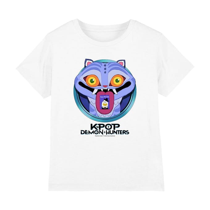 K-Pop Demon Hunters Kinderen/Kinderen Save The Date Derpy Tijger Cartoon T-shirt (Wit)