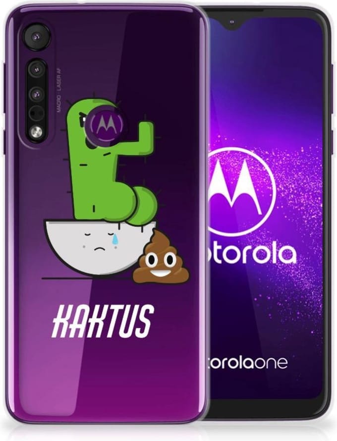 Motorola One Macro Telefoonhoesje met Naam Cactus Poo