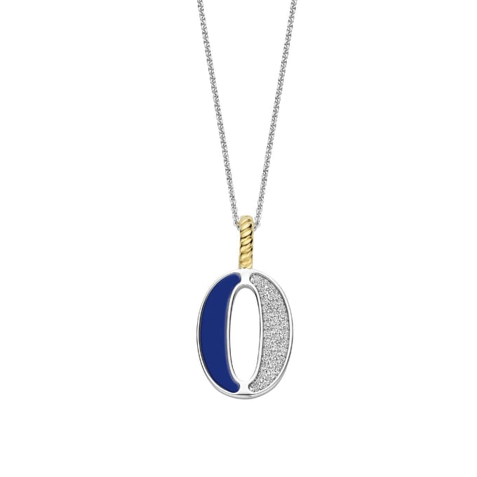 TI SENTO Dames Hanger - 925 zilver - Letter O - Blauw - 6840LB_O