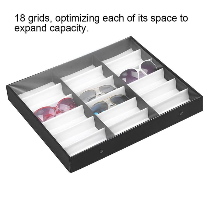 18 Vakken Brillen Etui Organizer Zonnebrillen Opbergdoos Sieraden Display Container gray