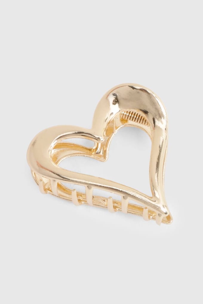boohoo Dames Liefdeshart Metalen Klauwclip | Goud