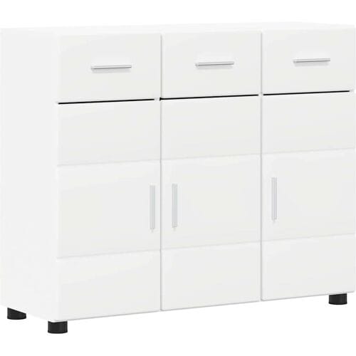 vidaXL - Dressoir - FLORIN - 88,5 - x - 30,5 - x - 73 - cm - Wit - Bewerkt - hout