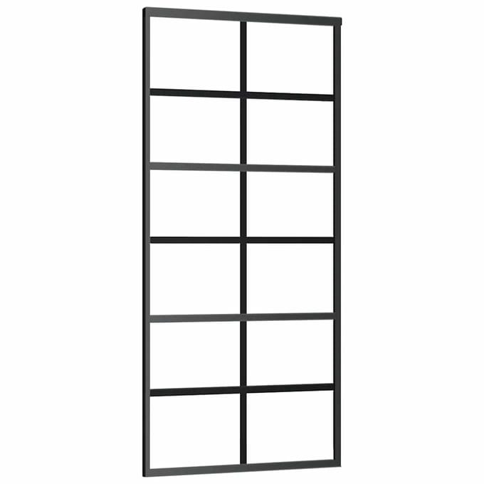 vidaXL - Schuifdeur - 90x205 - cm - ESG-glas - en - aluminium - zwart
