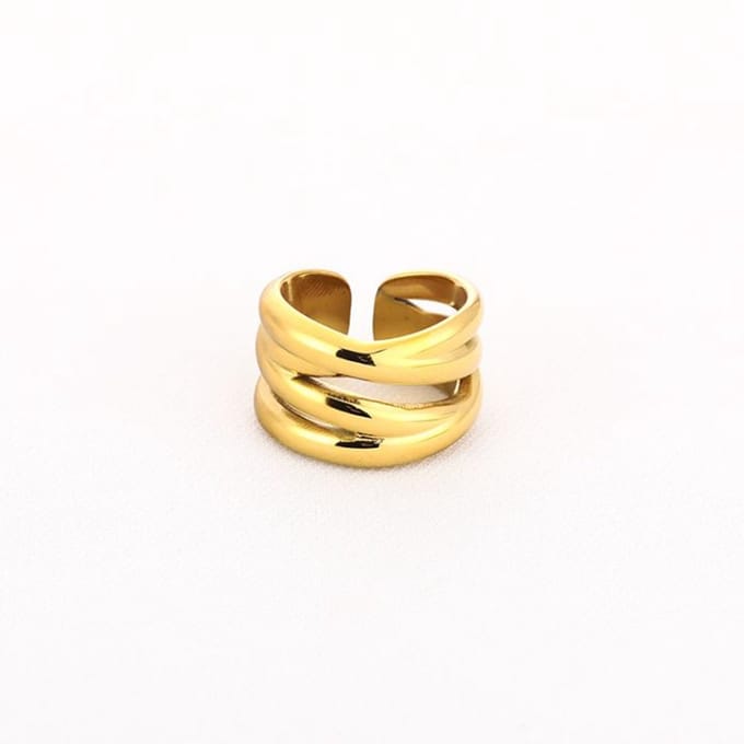 Bijoutheek Ring (Sieraad) Overlappend Bold Goudkleurig