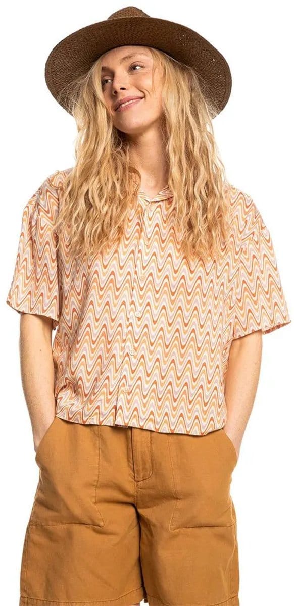 Quiksilver Sunny Ride Overhemd Met Korte Mouwen Beige XL Vrouw