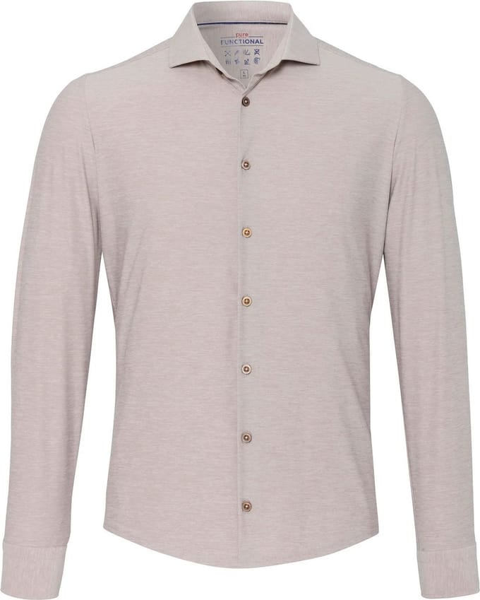 Pure The Functional Shirt Lichtbeige - Maat 43 - Heren - Overhemden Casual