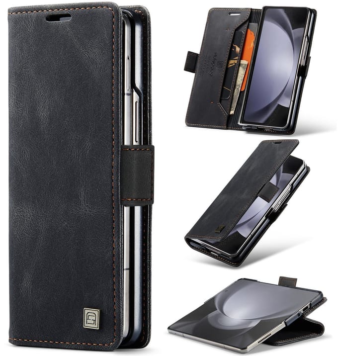 Luxe Flip Case met RFID Bescherming Kaarthouder en Magneetsluiting voor Samsung Galaxy Z Fold 7 _ Zwart