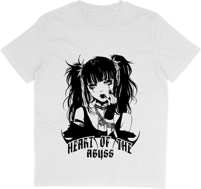 T Shirt Gothic Anime Meisje 2 - Wit - Maat S
