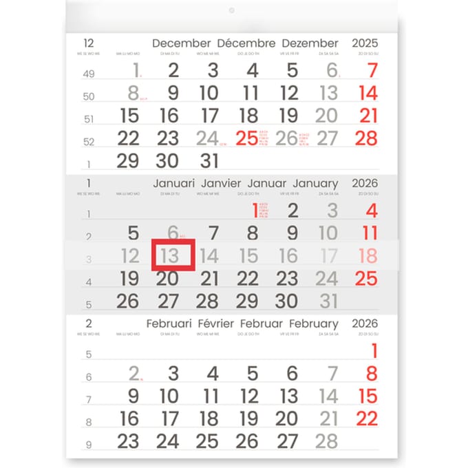3-Maandkalender 2027 INNI Manager compact-formaat