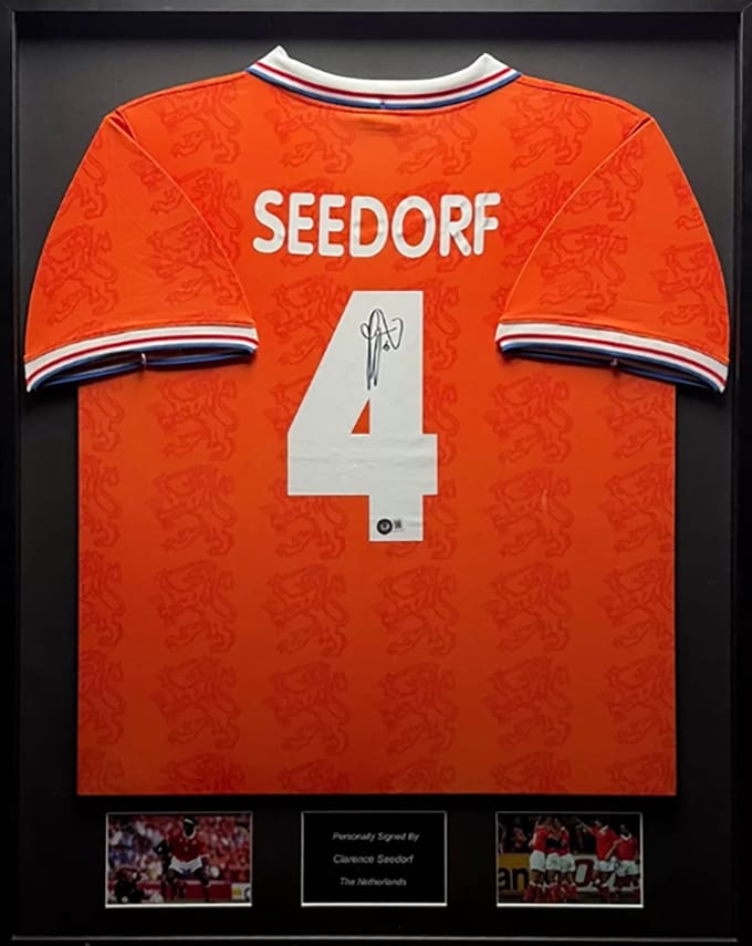 Clarence Seedorf Nederland 95/96 ingelijst thuis shirt