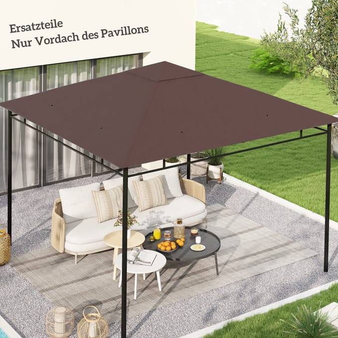 Outsunny - Partytentdak - 298 x 298 cm - Polyester - Bruin